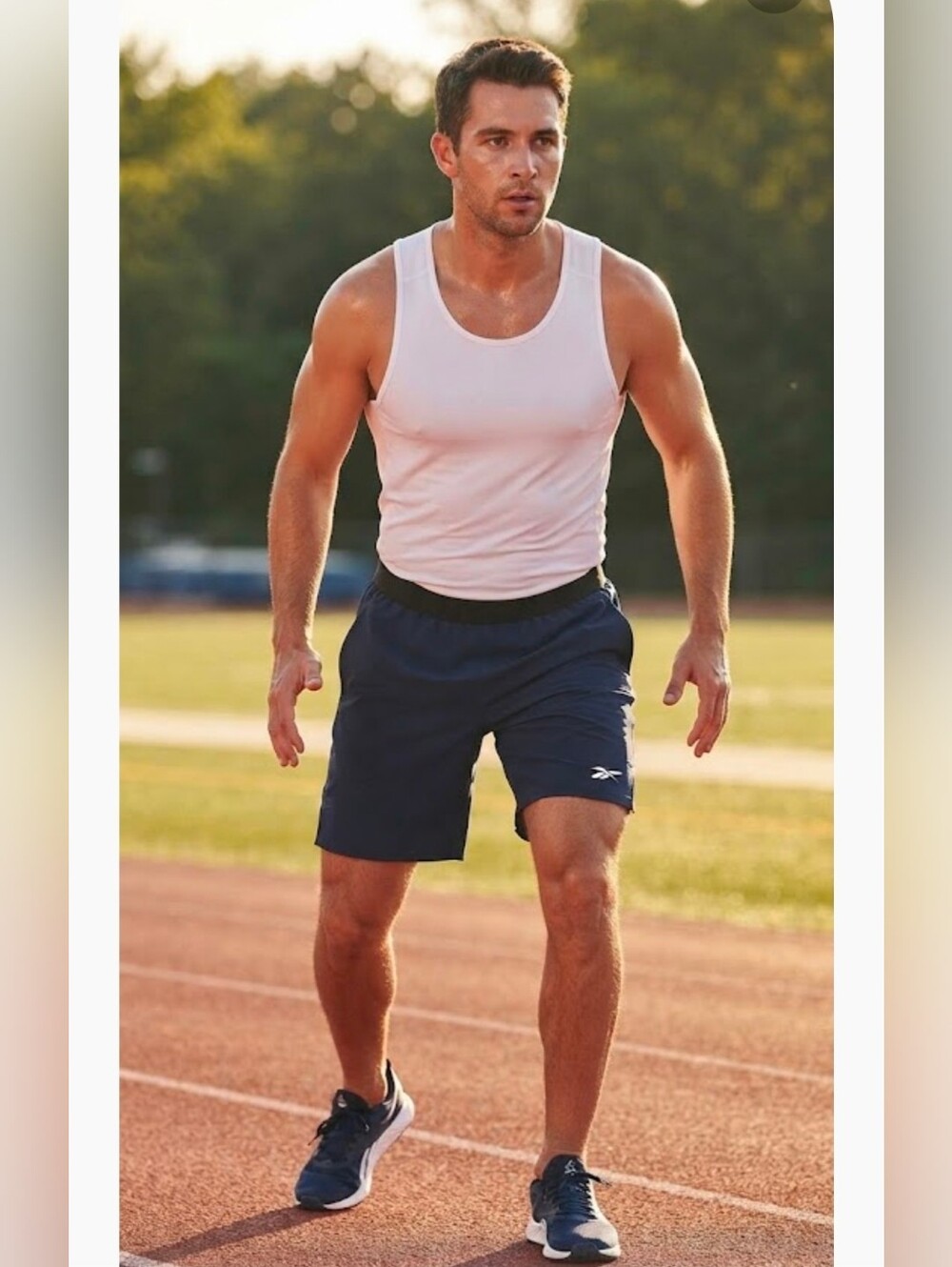 Reebok Men’s Navy Blue Workout Training Athletic Shorts Size M Pockets